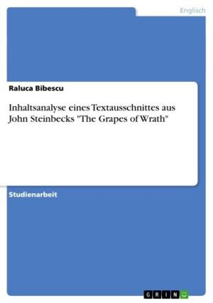 Cover of the book Inhaltsanalyse eines Textausschnittes aus John Steinbecks 'The Grapes of Wrath' by Volker Schoop