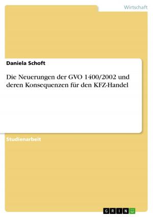 Cover of the book Die Neuerungen der GVO 1400/2002 und deren Konsequenzen für den KFZ-Handel by Nadine Schlimper