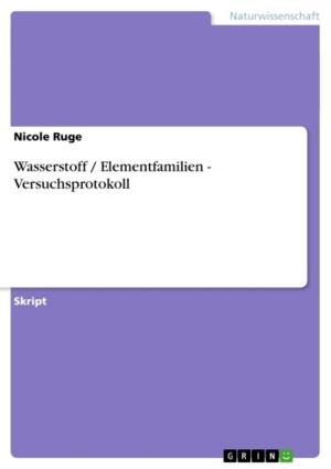 Book cover of Wasserstoff / Elementfamilien - Versuchsprotokoll