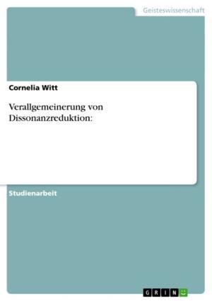 Cover of the book Verallgemeinerung von Dissonanzreduktion: by Stephan Haberkamp