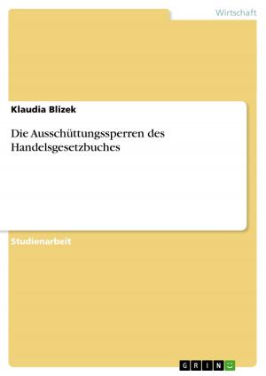 Cover of the book Die Ausschüttungssperren des Handelsgesetzbuches by Eva Moritz