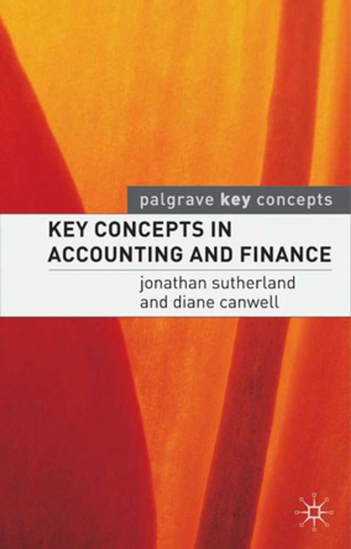 Cover of the book Key Concepts in Accounting and Finance by Jonathan Sutherland, Diane Canwell, Palgrave Macmillan