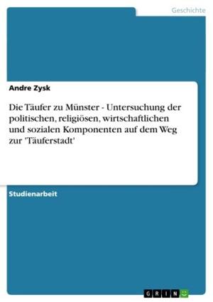 Cover of the book Die Täufer zu Münster - Untersuchung der politischen, religiösen, wirtschaftlichen und sozialen Komponenten auf dem Weg zur 'Täuferstadt' by Stephan Happel
