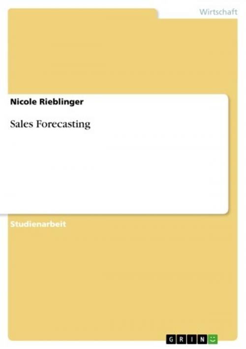 Cover of the book Sales Forecasting by Nicole Rieblinger, GRIN Verlag