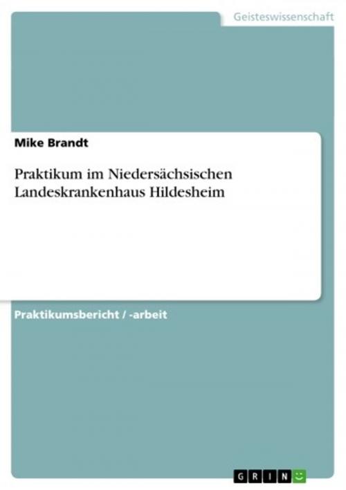 Cover of the book Praktikum im Niedersächsischen Landeskrankenhaus Hildesheim by Mike Brandt, GRIN Verlag
