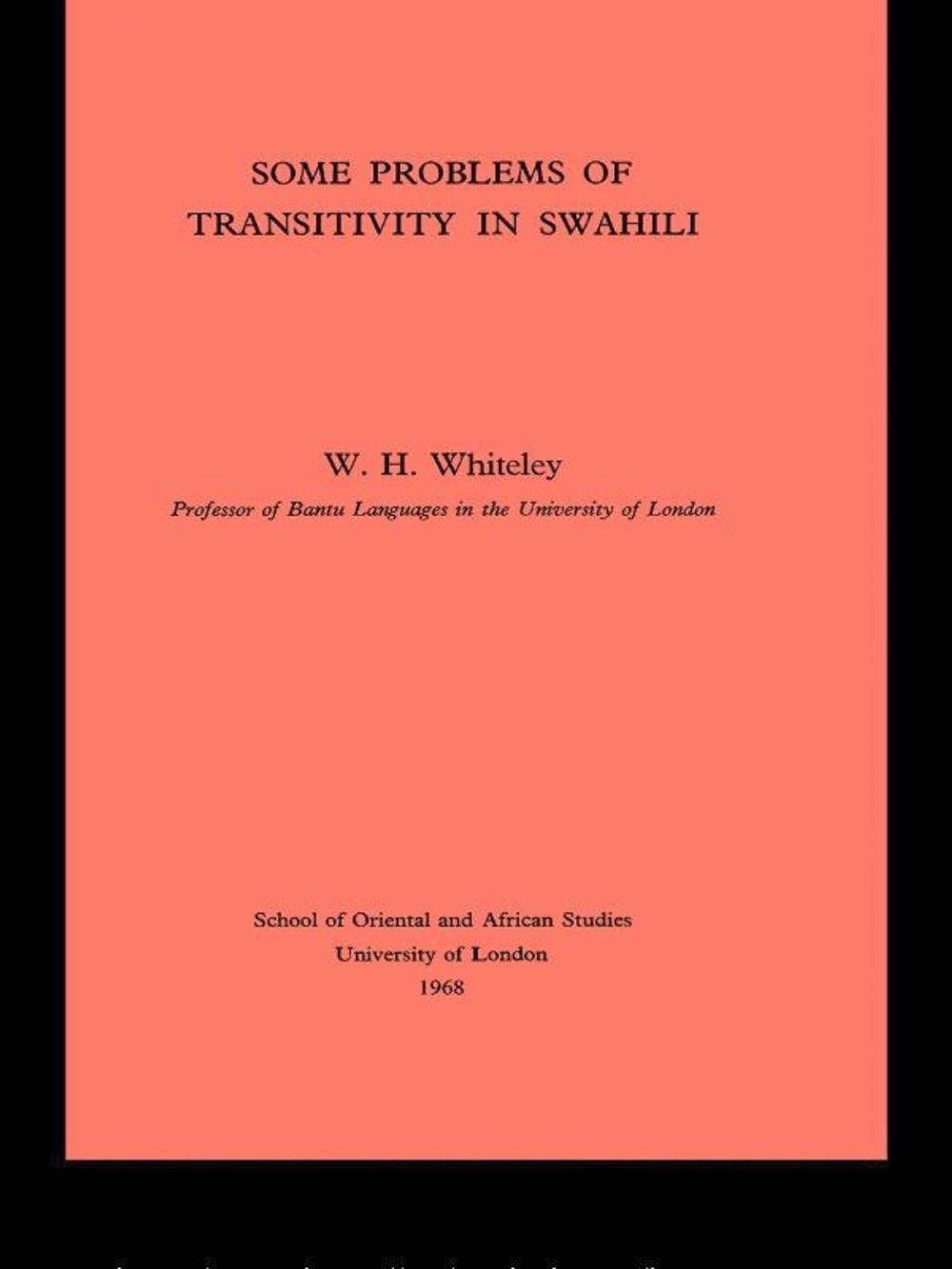 Big bigCover of Some Problems of Transitivity in Swahili