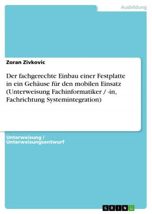 Book cover of Der fachgerechte Einbau einer Festplatte in ein Gehäuse für den mobilen Einsatz (Unterweisung Fachinformatiker / -in, Fachrichtung Systemintegration)