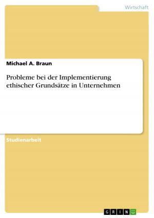 Cover of the book Probleme bei der Implementierung ethischer Grundsätze in Unternehmen by Malte Kemp