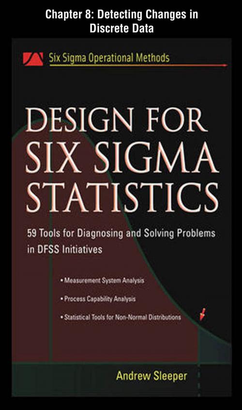Cover of the book Design for Six Sigma Statistics, Chapter 8 - Detecting Changes in Discrete Data by Andrew Sleeper, McGraw-Hill Education