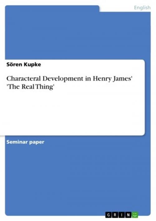 Cover of the book Characteral Development in Henry James' 'The Real Thing' by Sören Kupke, GRIN Publishing