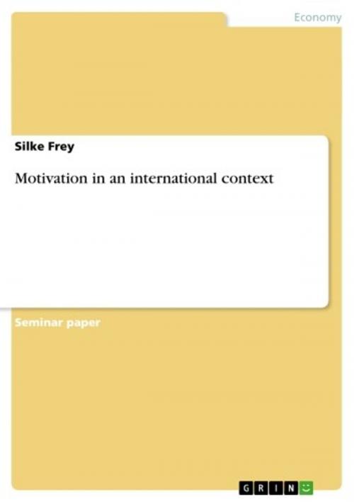 Cover of the book Motivation in an international context by Silke Frey, GRIN Publishing