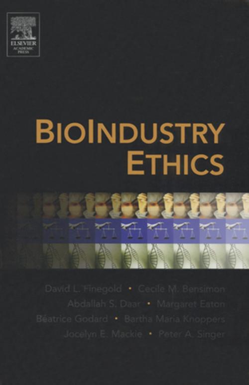 Cover of the book BioIndustry Ethics by David L. Finegold, Cecile M Bensimon, Abdallah S. Daar, Margaret L. Eaton, Beatrice Godard, Bartha Maria Knoppers, Jocelyn Mackie, Peter A. Singer, Elsevier Science