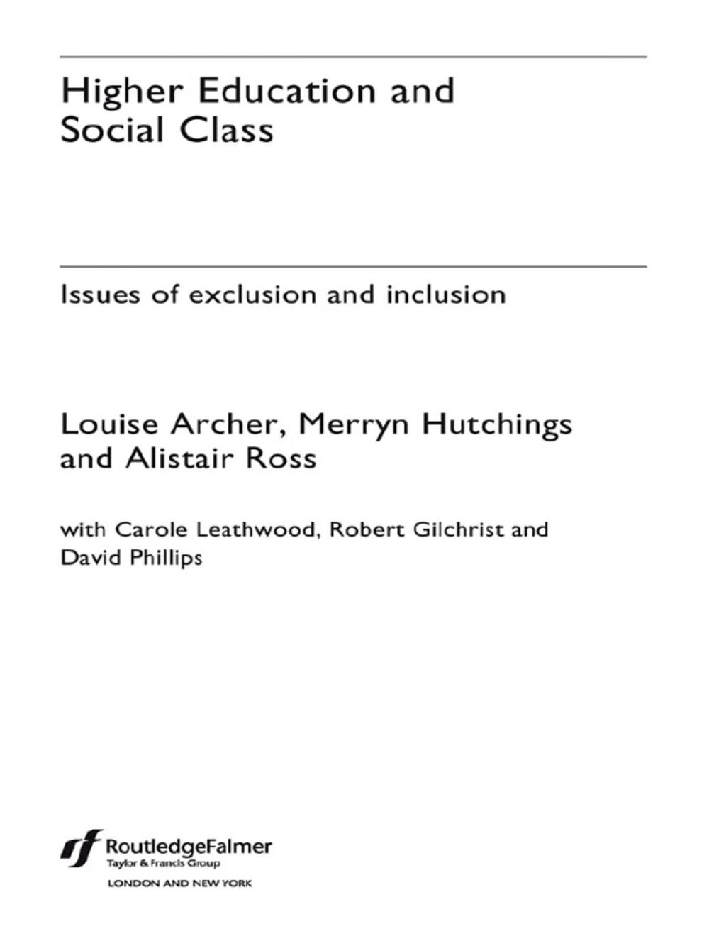 Big bigCover of Higher Education and Social Class