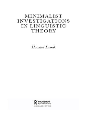Cover of the book Minimalist Investigations in Linguistic Theory by Roy May