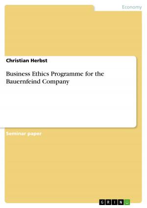 Cover of the book Business Ethics Programme for the Bauernfeind Company by Christine Langhoff
