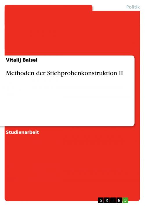 Cover of the book Methoden der Stichprobenkonstruktion II by Vitalij Baisel, GRIN Verlag