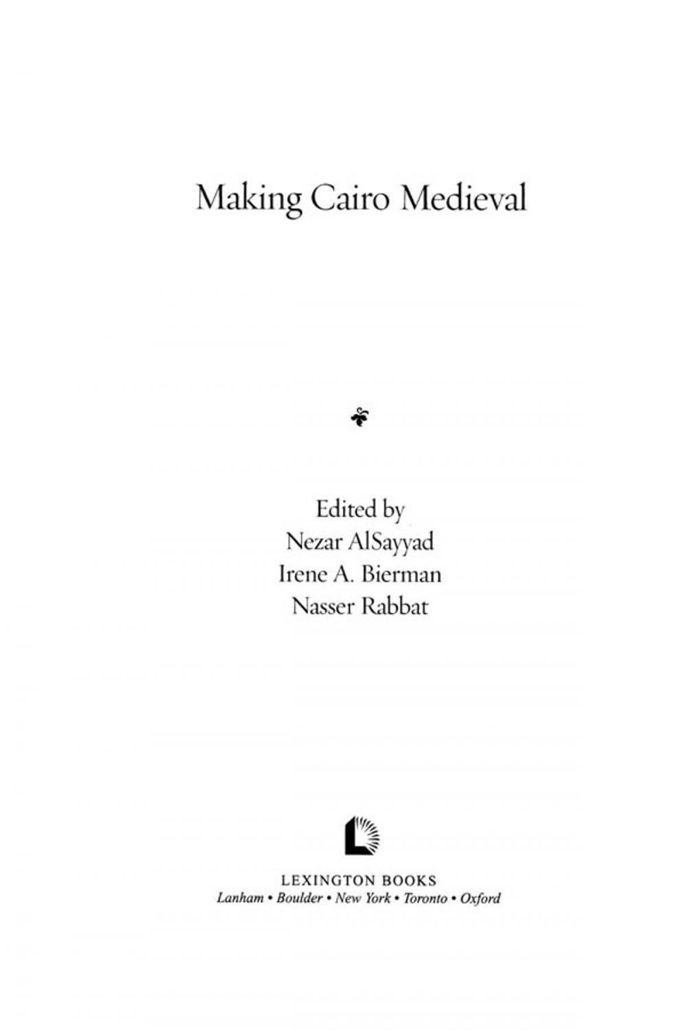 Big bigCover of Making Cairo Medieval