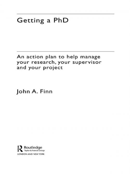 Cover of the book Getting a PhD by John Finn, Taylor and Francis