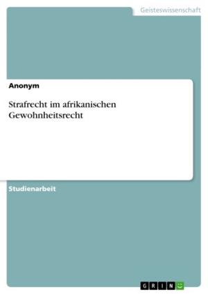 Cover of the book Strafrecht im afrikanischen Gewohnheitsrecht by Jan Hoppe
