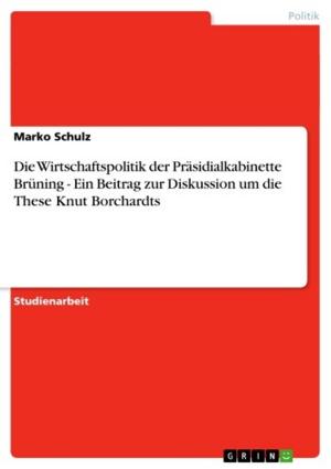 Cover of the book Die Wirtschaftspolitik der Präsidialkabinette Brüning - Ein Beitrag zur Diskussion um die These Knut Borchardts by Ralph Altherr