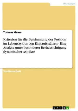 Cover of the book Kriterien für die Bestimmung der Position im Lebenszyklus von Einkaufsstätten - Eine Analyse unter besonderer Berücksichtigung dynamischer Aspekte by Thomas Windhoevel