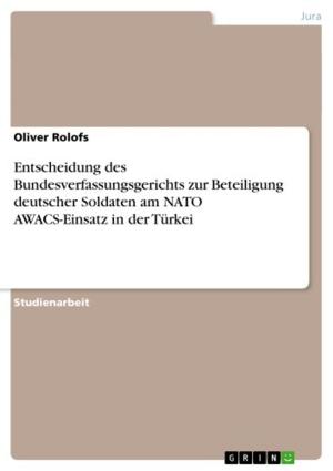 Cover of the book Entscheidung des Bundesverfassungsgerichts zur Beteiligung deutscher Soldaten am NATO AWACS-Einsatz in der Türkei by Susanne Staples