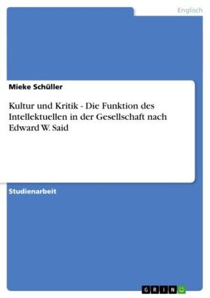 Cover of the book Kultur und Kritik - Die Funktion des Intellektuellen in der Gesellschaft nach Edward W. Said by Mailin Lochmann