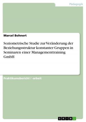 Cover of the book Soziometrische Studie zur Veränderung der Beziehungsstruktur konstanter Gruppen in Seminaren einer Managementtraining GmbH by Marco Hadem