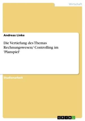 Cover of the book Die Vertiefung des Themas Rechnungswesen/ Controlling im 'Planspiel' by Margarete Berger