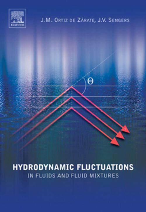 Cover of the book Hydrodynamic Fluctuations in Fluids and Fluid Mixtures by Jose M. Ortiz de Zarate, Doctor en Ciencias Fisicas, Universidad Complutense, 1991, Jan V. Sengers, Ph.D., University of Amsterdam, 1962<br>Doctor Honoris Causa, Technical University Delft, 1992, Elsevier Science