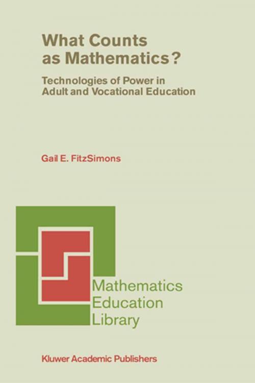 Cover of the book What Counts as Mathematics? by Gail E. FitzSimons, Springer Netherlands