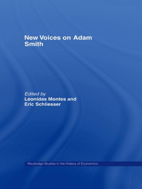 Cover of the book New Voices on Adam Smith by Leonidas Montes, Eric Schliesser, Taylor and Francis