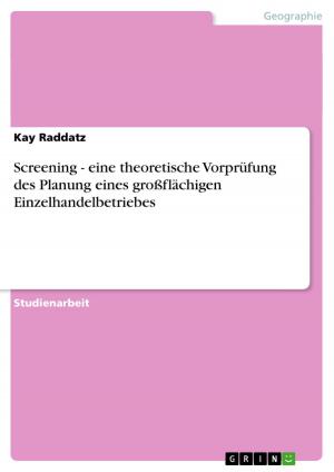 Cover of the book Screening - eine theoretische Vorprüfung des Planung eines großflächigen Einzelhandelbetriebes by Carsten Kiehne