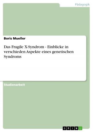 Cover of the book Das Fragile X-Syndrom - Einblicke in verschieden Aspekte eines genetischen Syndroms by Mark Thumann