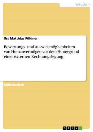 Cover of the book Bewertungs- und Ausweismöglichkeiten von Humanvermögen vor dem Hintergrund einer externen Rechnungslegung by Bianca Simon