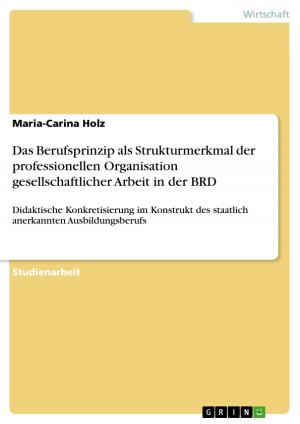 Cover of the book Das Berufsprinzip als Strukturmerkmal der professionellen Organisation gesellschaftlicher Arbeit in der BRD by Thomas Wirth