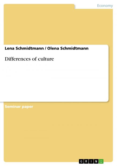 Cover of the book Differences of culture by Lena Schmidtmann, Olena Schmidtmann, GRIN Publishing