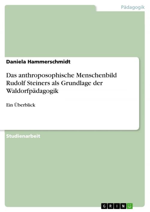 Cover of the book Das anthroposophische Menschenbild Rudolf Steiners als Grundlage der Waldorfpädagogik by Daniela Hammerschmidt, GRIN Verlag