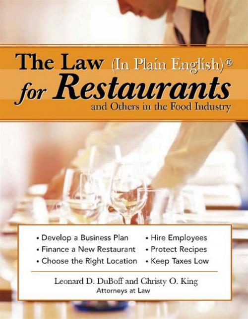 Cover of the book The Law (In Plain English)® for Restaurants and Others in the Food Industry by Leonard DuBoff, Christy King, Sourcebooks