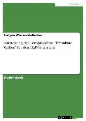 Cover of the book Darstellung des Lernproblems 'Trennbare Verben' für den DaF-Unterricht by Jochen Bloß
