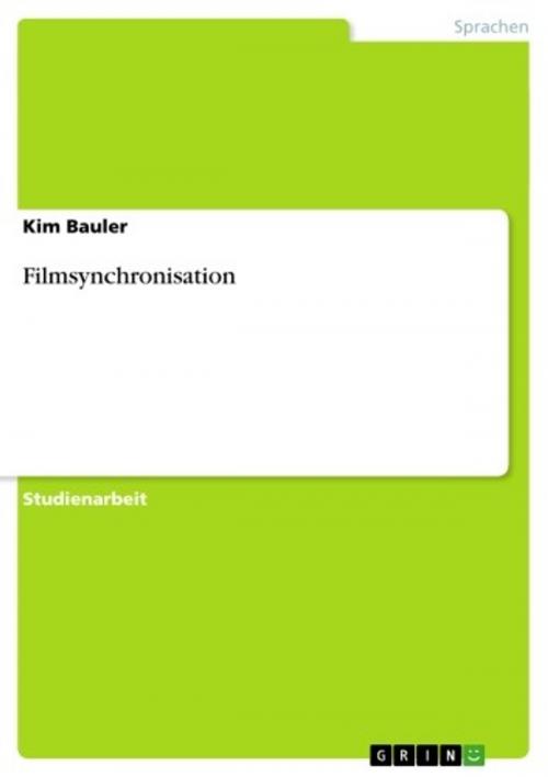 Cover of the book Filmsynchronisation by Kim Bauler, GRIN Verlag