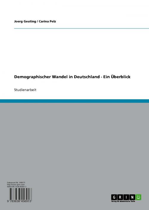 Cover of the book Demographischer Wandel in Deutschland. Ein Überblick by Joerg Geuting, Carina Pelz, GRIN Verlag