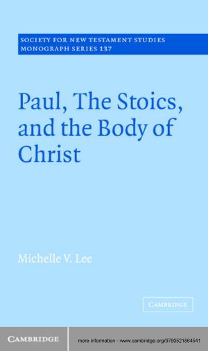 Cover of the book Paul, the Stoics, and the Body of Christ by Graham Smith