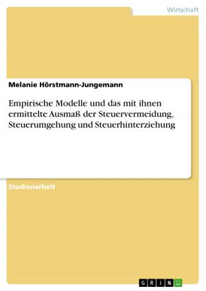 Cover of the book Empirische Modelle und das mit ihnen ermittelte Ausmaß der Steuervermeidung, Steuerumgehung und Steuerhinterziehung by Michael Moossen