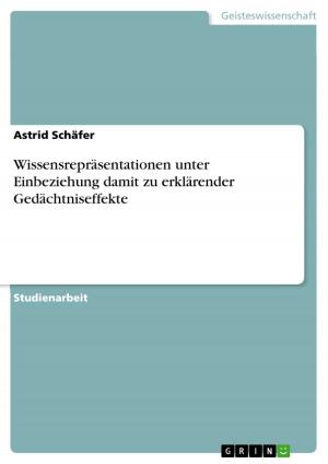 Cover of the book Wissensrepräsentationen unter Einbeziehung damit zu erklärender Gedächtniseffekte by Christian Hochmuth
