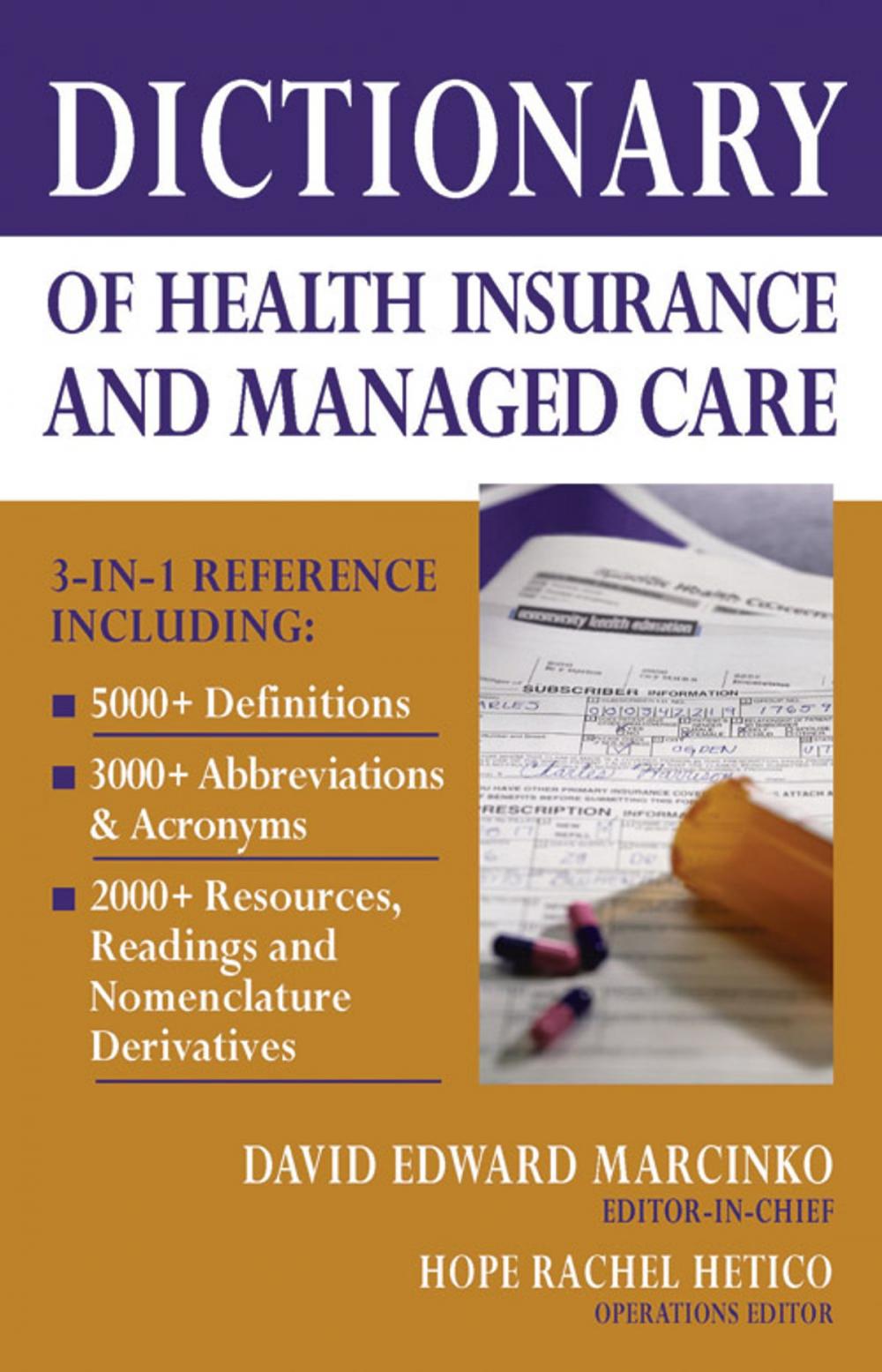 Big bigCover of Dictionary of Health Insurance and Managed Care