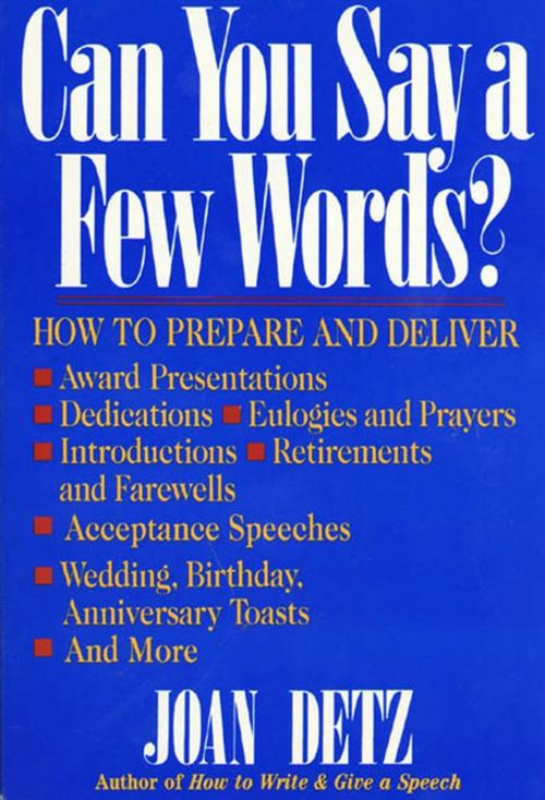 Cover of the book Can You Say a Few Words? by Joan Detz, St. Martin's Press