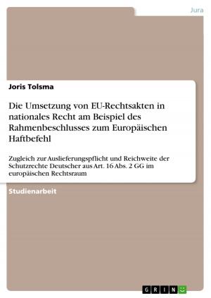 Cover of the book Die Umsetzung von EU-Rechtsakten in nationales Recht am Beispiel des Rahmenbeschlusses zum Europäischen Haftbefehl by Torsten Halling