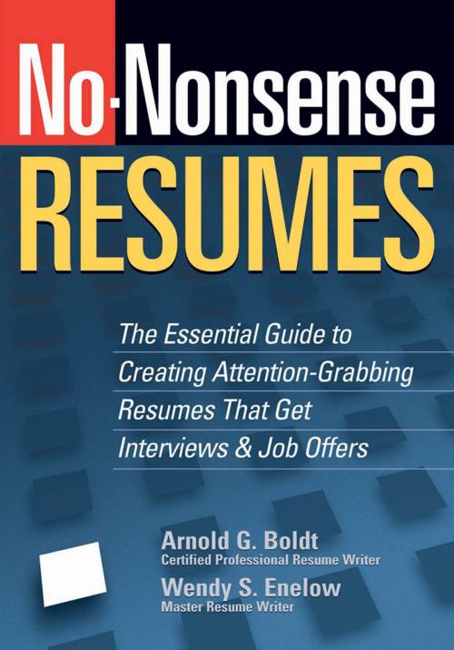 Cover of the book No-Nonsense Resumes by Wendy S. Enelow, Arnold G. Boldt, Red Wheel Weiser