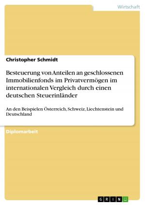 Cover of the book Besteuerung von Anteilen an geschlossenen Immobilienfonds im Privatvermögen im internationalen Vergleich durch einen deutschen Steuerinländer by Mario Schmiedel